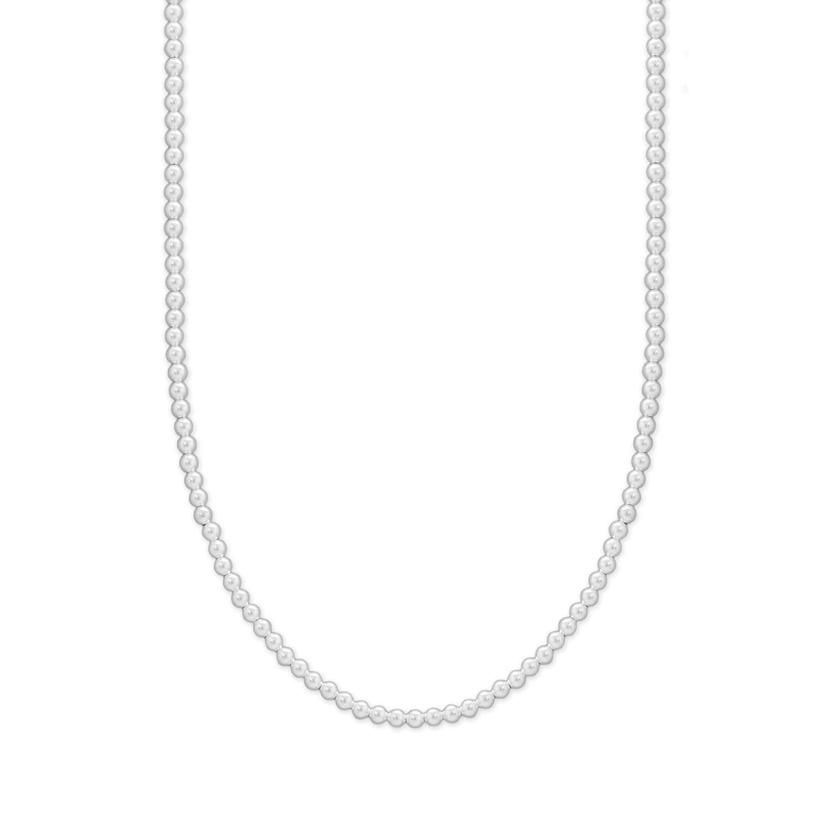 16" + 2" 3mm Silver Bead Necklace