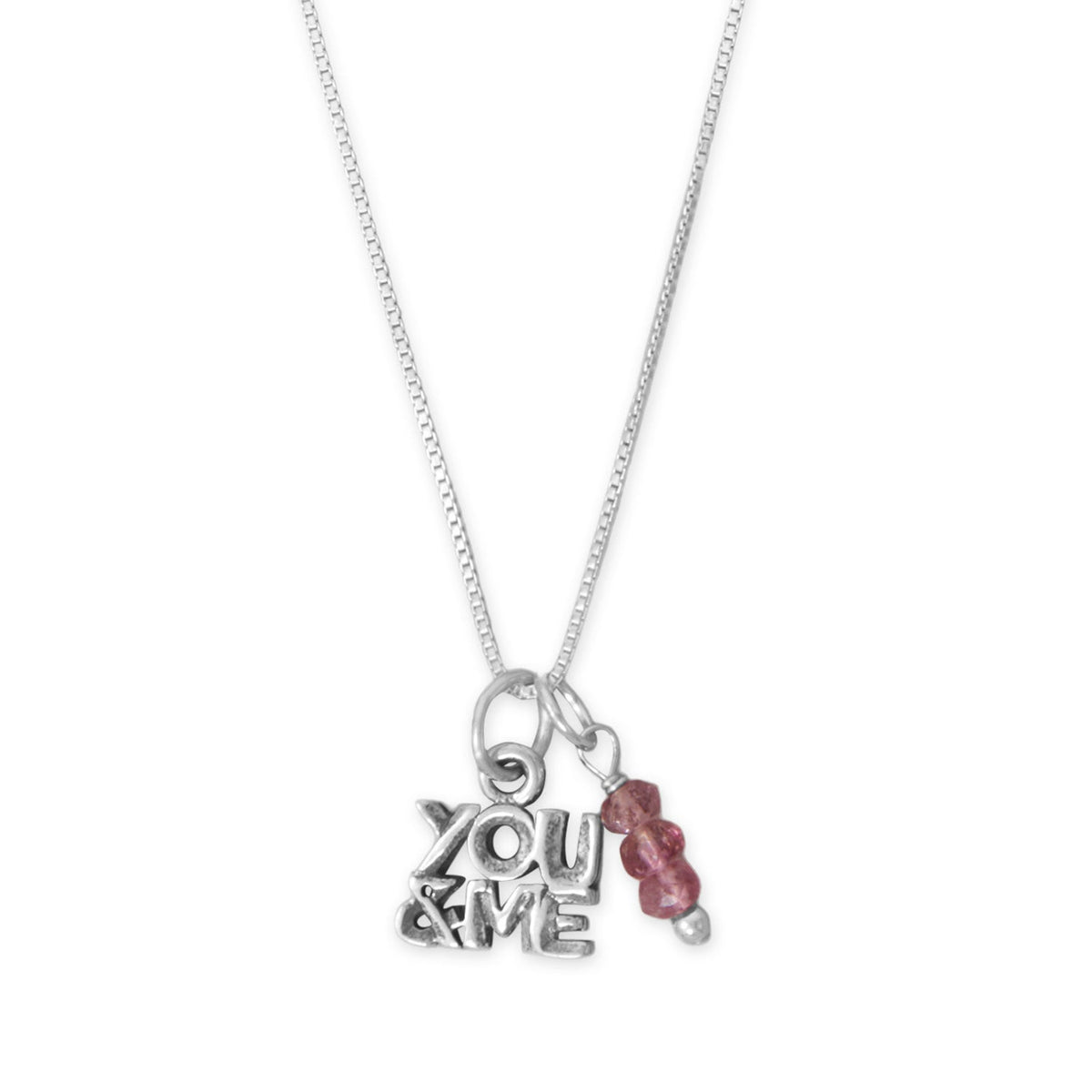 18" YOU & ME and Pink Tourmaline Gem Drop Necklace