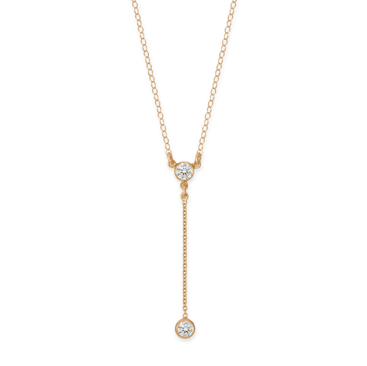 18" + 2" 14/20 Gold Filled 4mm CZ Y Drop Necklace