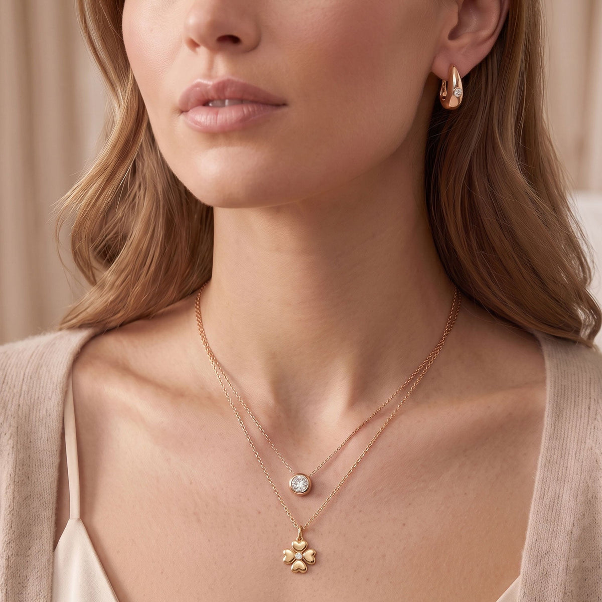 16" + 2" 14 Karat Gold Plated Floating 6mm Lab Grown Diamond Slide Necklace