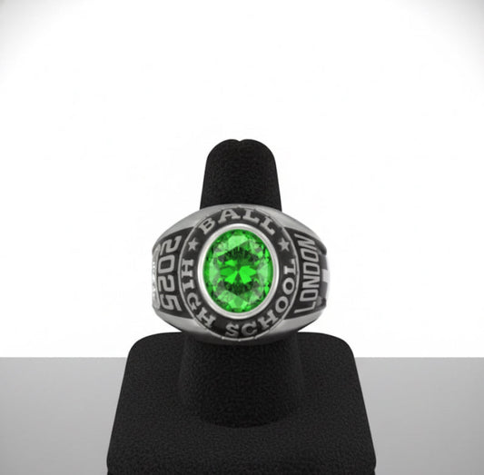 Promo Men's Sterling Silver Traditional Oval Stone Class Ring