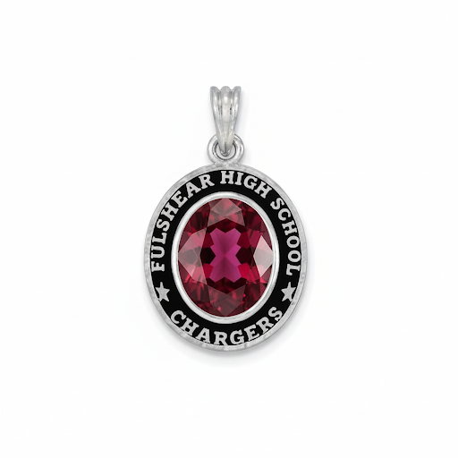 Fulshear Mascot Oval Birthstone Class Necklace