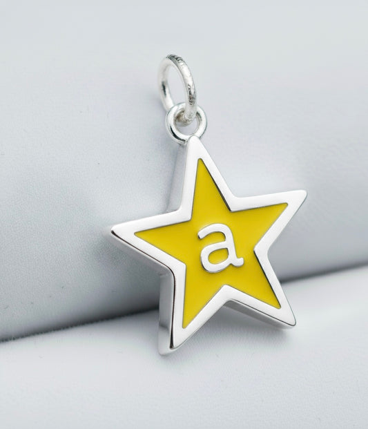 Yellow Enamel Star Initial Charm