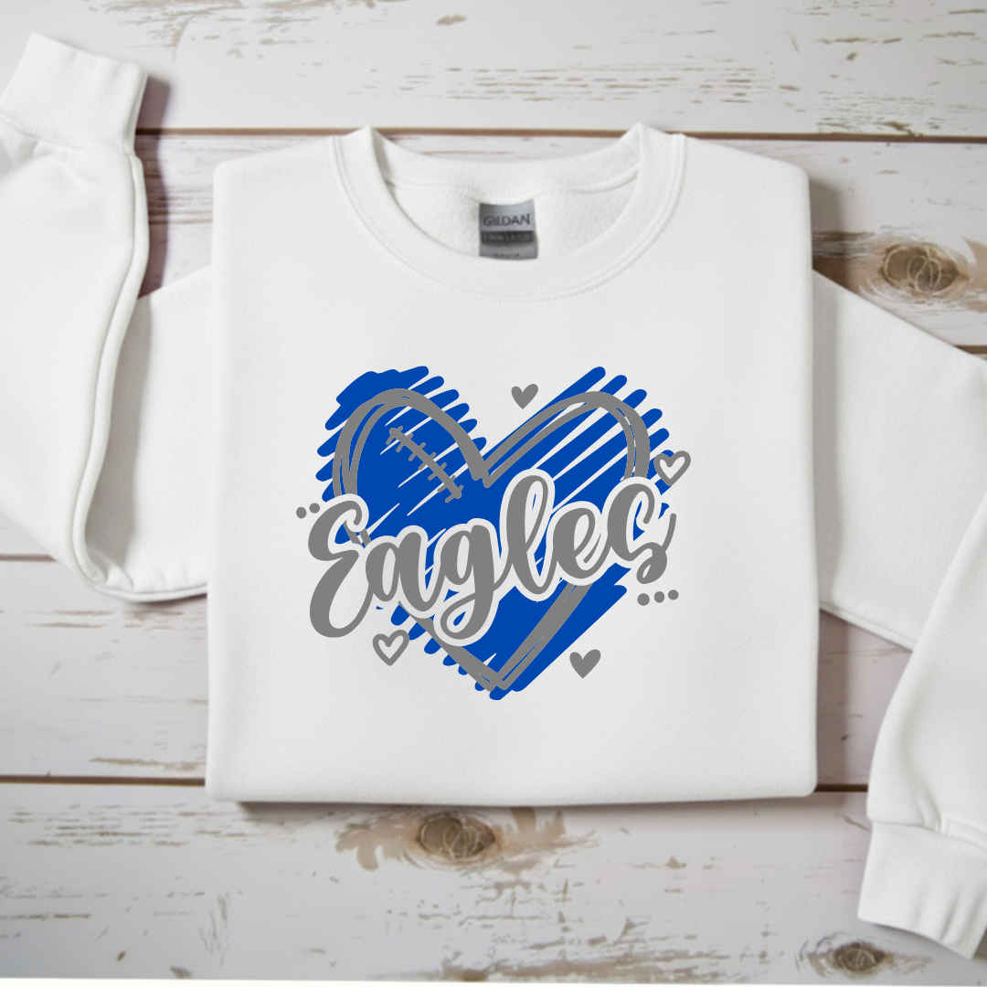 "Love My Eagles" Football Heart Crewneck