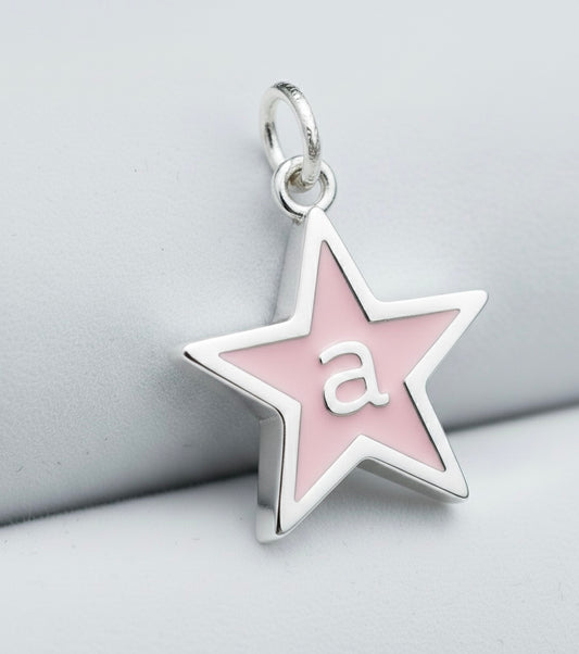 Light Pink Enamel Star Initial Charm
