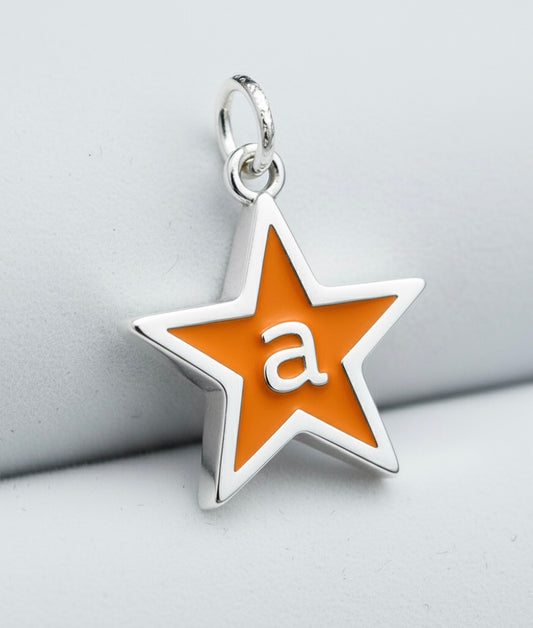 Orange Enamel Star Initial Charm
