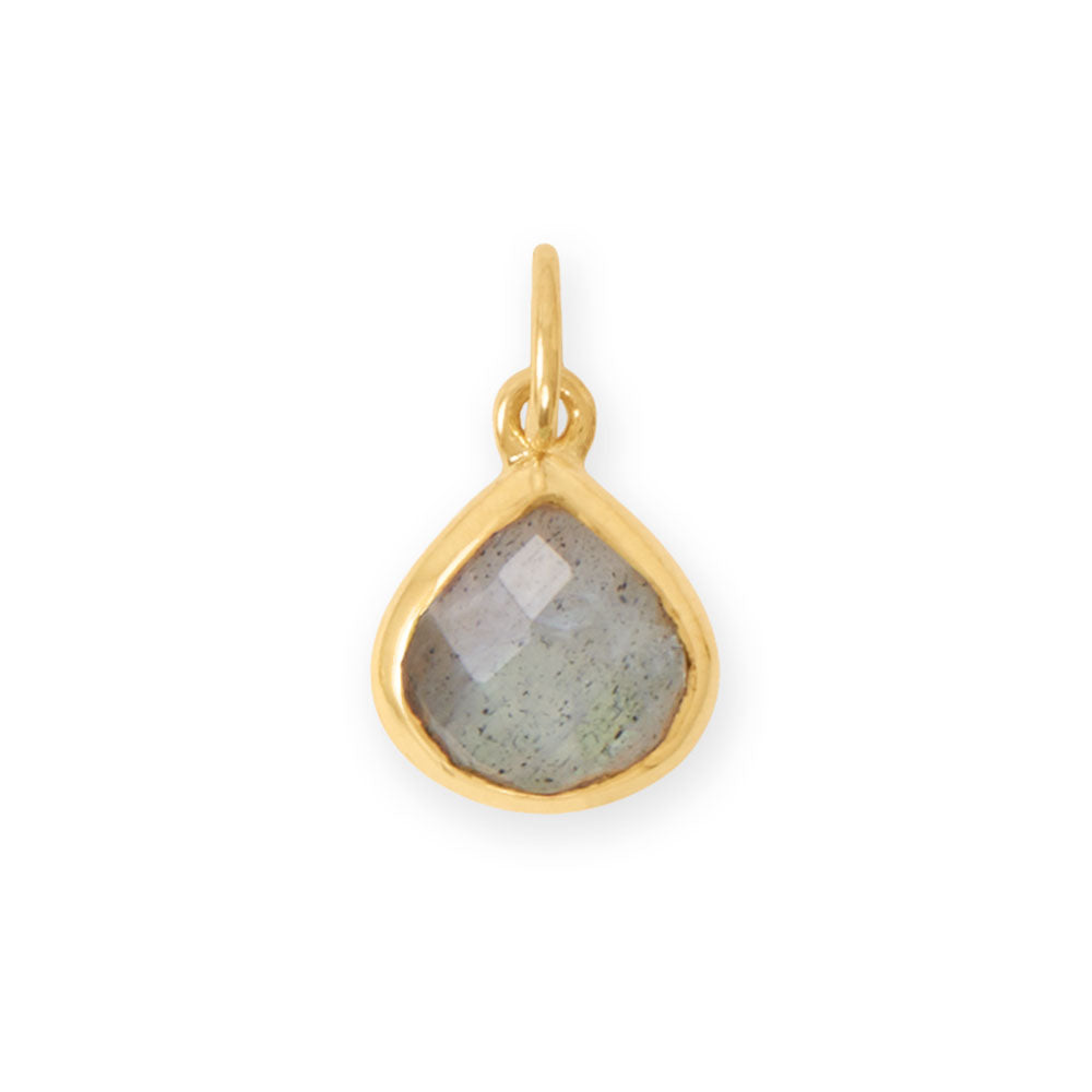 14 Karat Gold Plated Pear Labradorite Charm