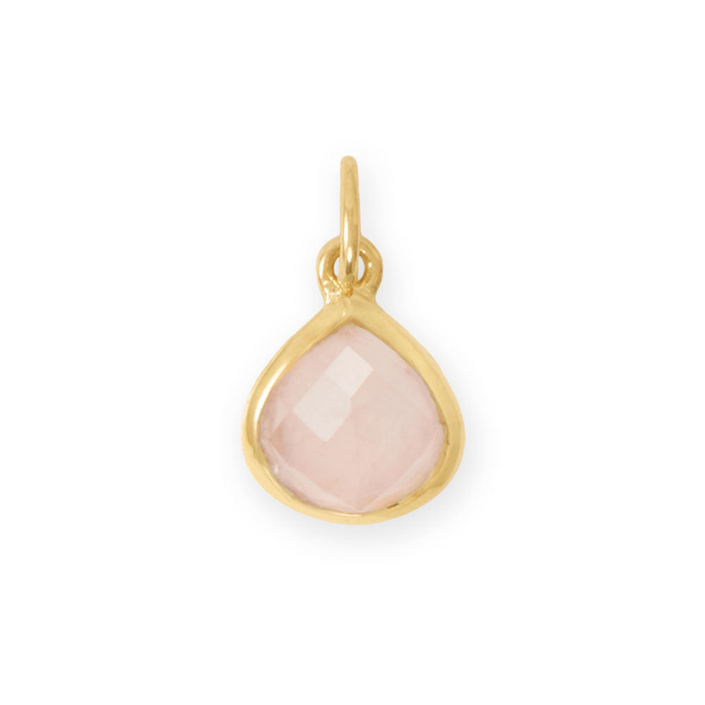 14 Karat Gold Plated Pear Rose Quartz Charm