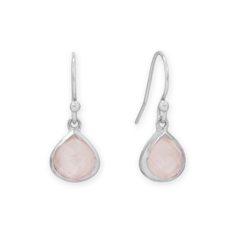 Rhodium Plated Pear Rose Quartz Charm