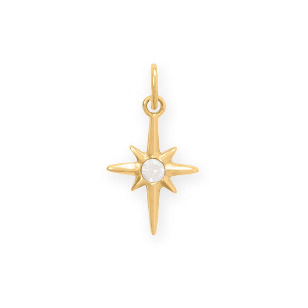 Dainty 14 Karat Gold Plated CZ Northern Star Charm