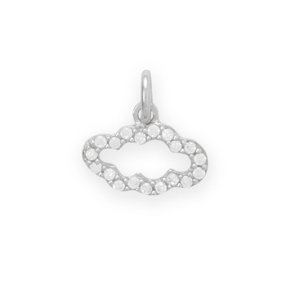 Dainty Rhodium Plated CZ Cloud Outline Charm