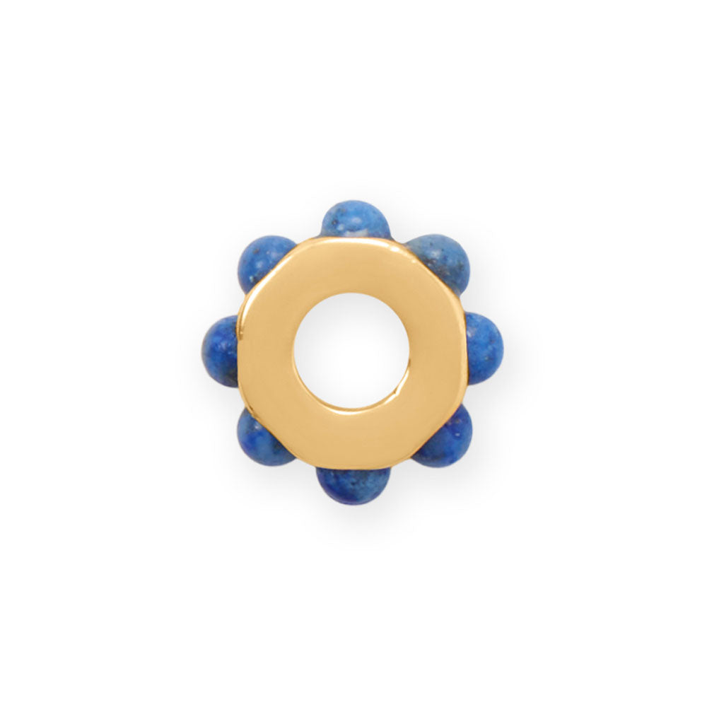14 Karat Gold Plated Lapis Wheel Bead Charm