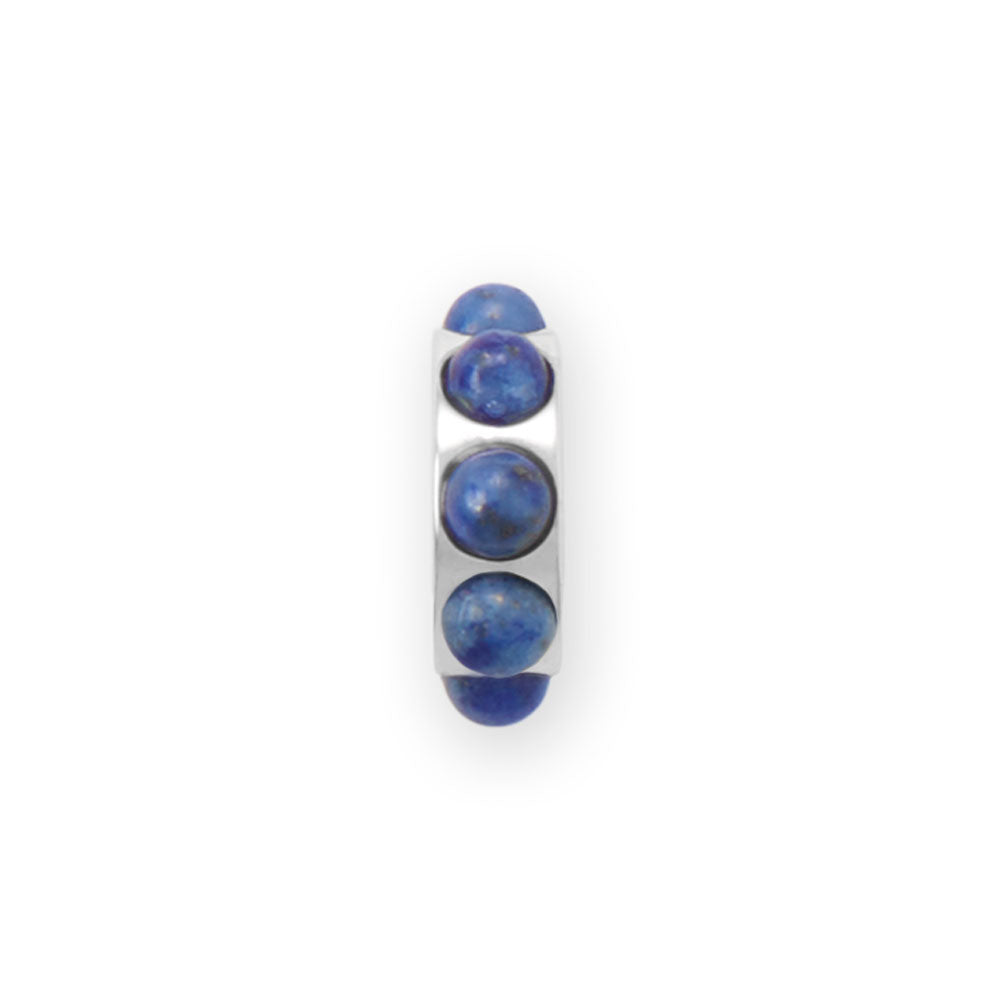 Rhodium Plated Lapis Wheel Bead Charm