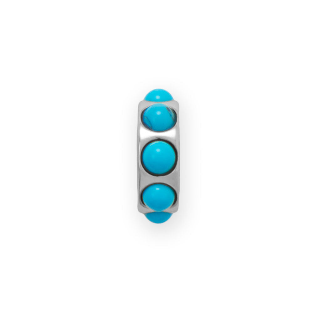 Rhodium Plated Imitation Turquoise Wheel Bead Charm