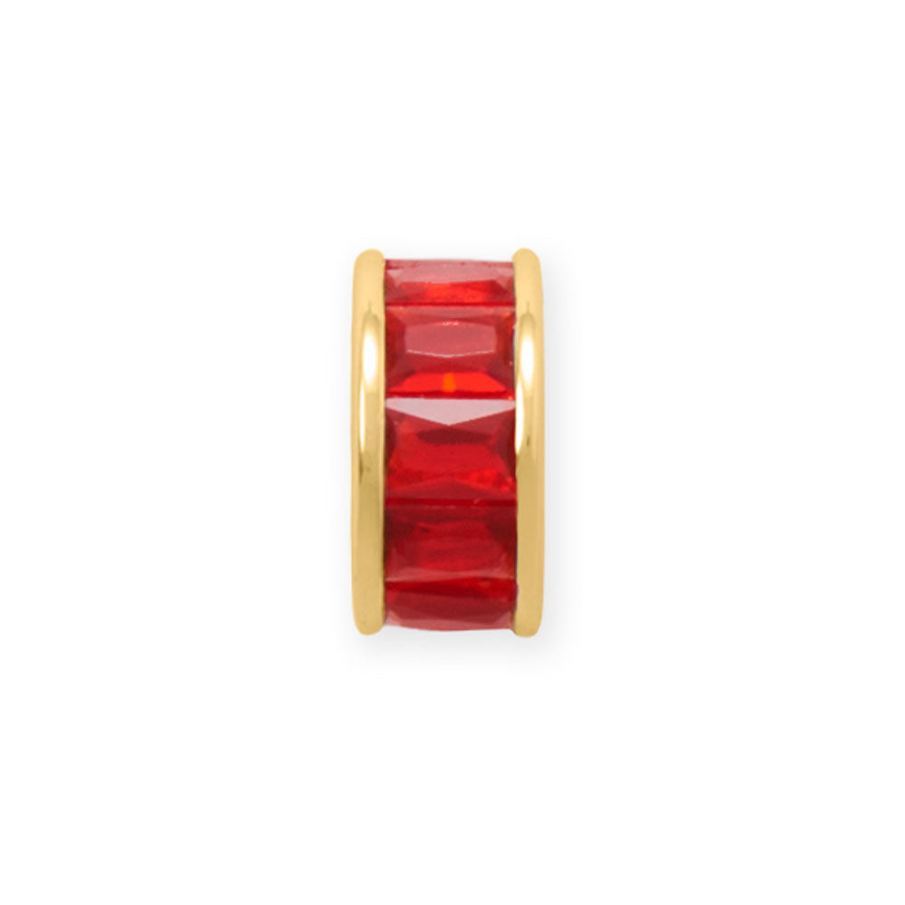 14 Karat Gold Plated CZ Birthstone Wheel Bead Charms (January-December)