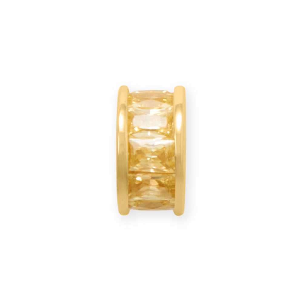 14 Karat Gold Plated CZ Birthstone Wheel Bead Charms (January-December)