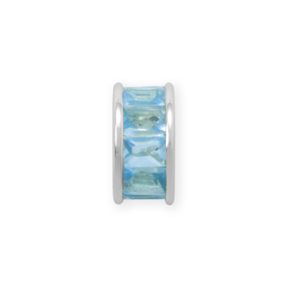 Rhodium Plated CZ Birthstone Wheel Bead Charms (January-December)