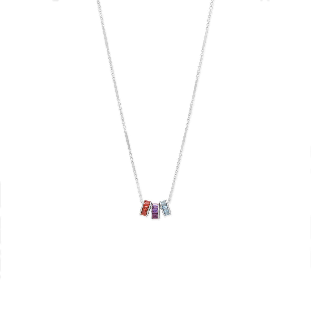 Rhodium Plated CZ Birthstone Wheel Bead Charms (January-December)