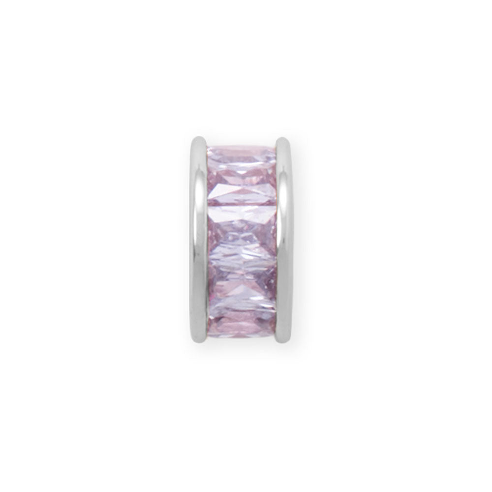 Rhodium Plated CZ Birthstone Wheel Bead Charms (January-December)