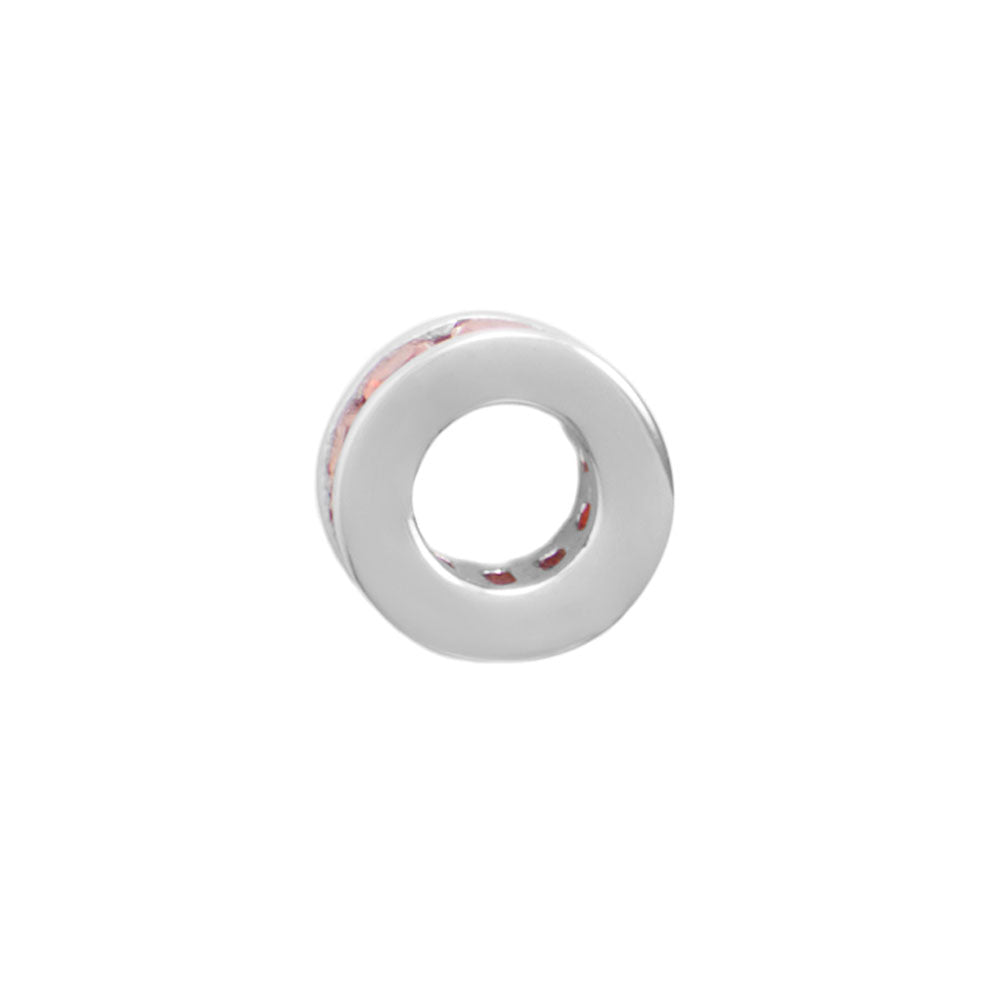 Rhodium Plated CZ Birthstone Wheel Bead Charms (January-December)