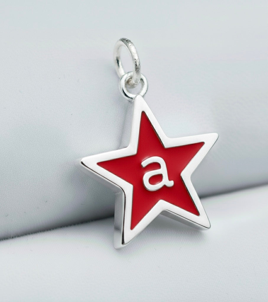 Red Enamel Star Initial Charm