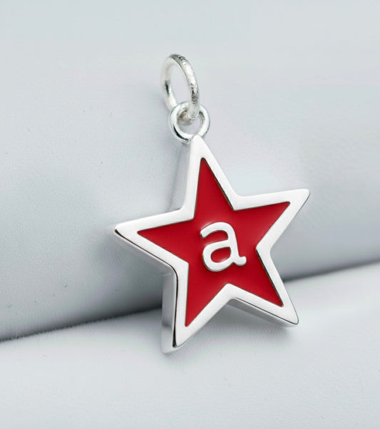 Red Enamel Star Initial Charm