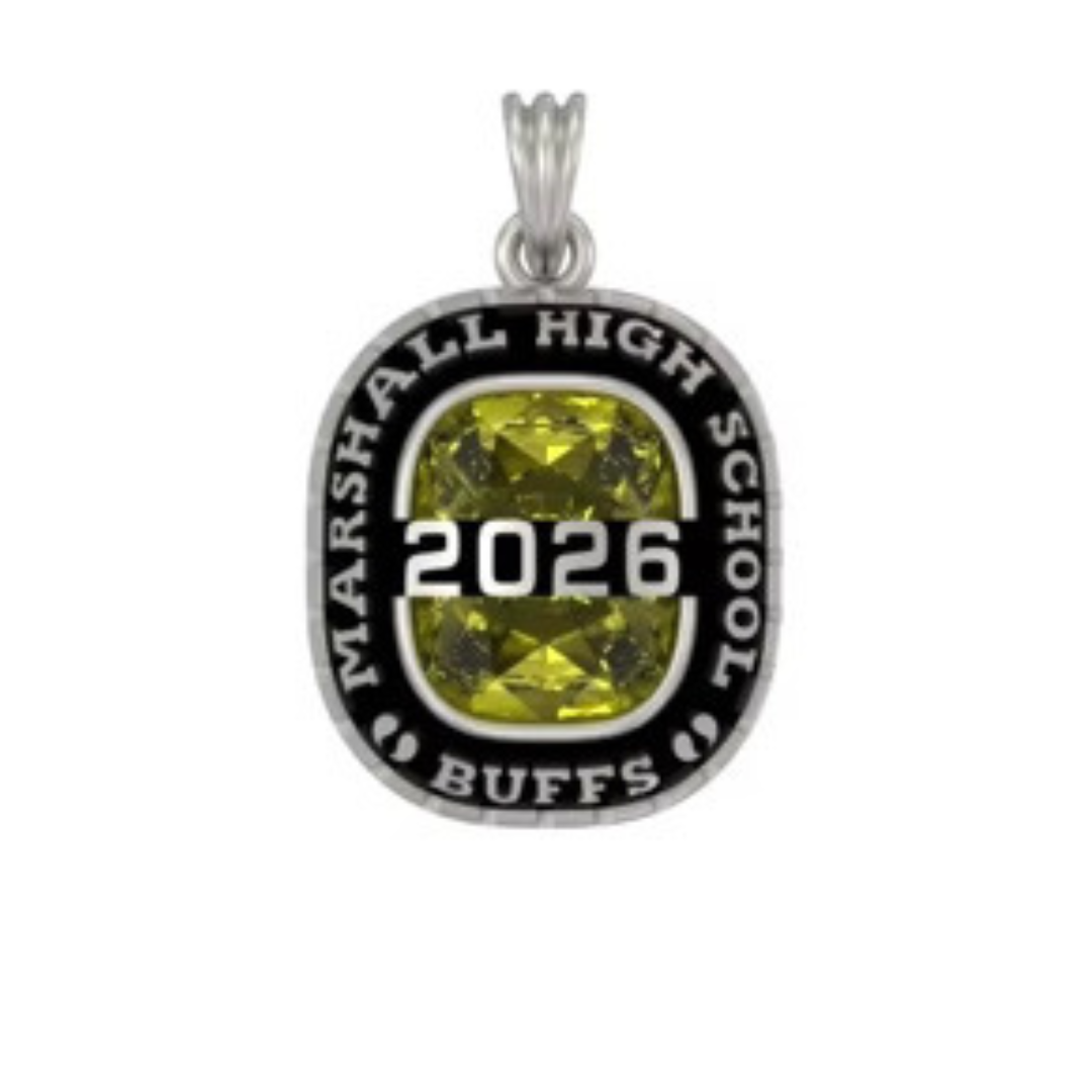 Sterling Silver Top Bridge Cushion-Cut Mascot Birthstone Class Necklace