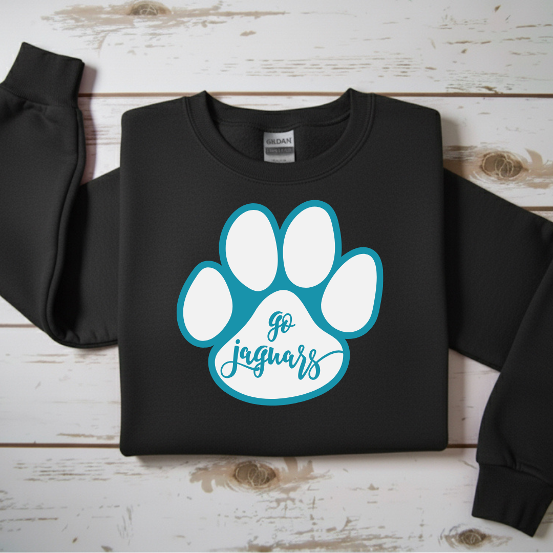 “Go Jaguars” Teal Paw Print Sweatshirt
