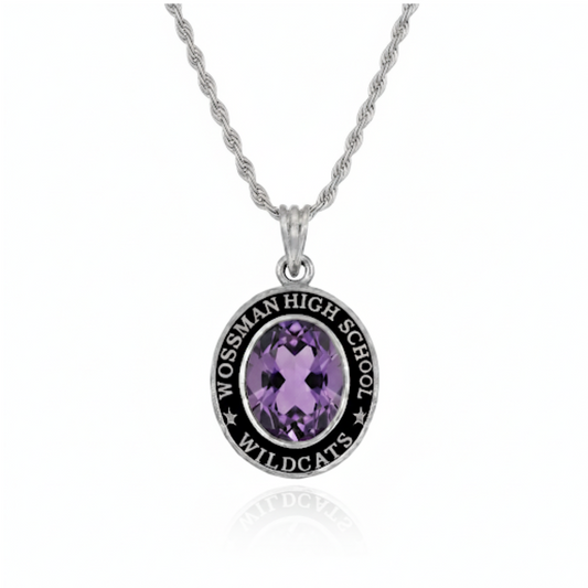 Wossman Wildcats Oval Birthstone Class Necklace