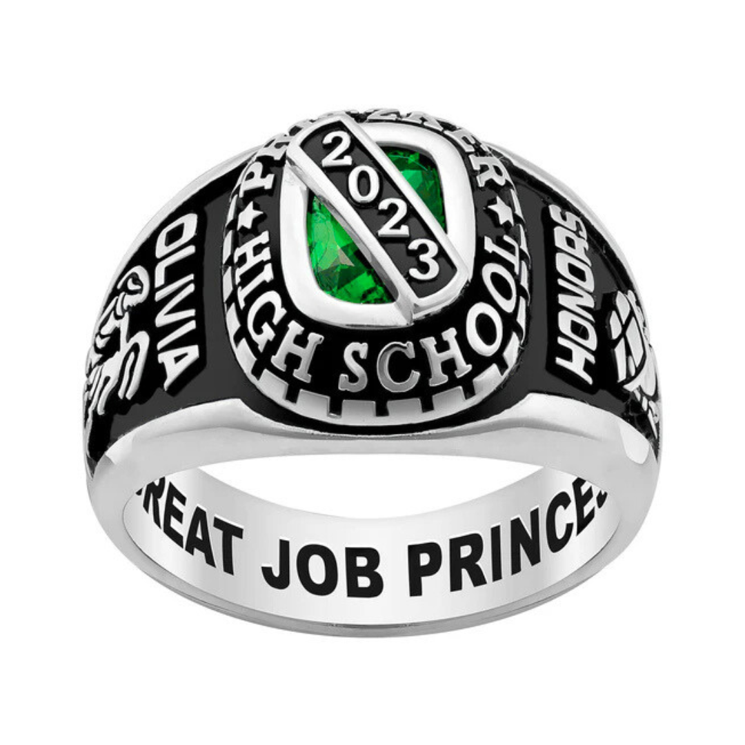 Sterling Silver Ladies Bridge Birthstone Class Ring