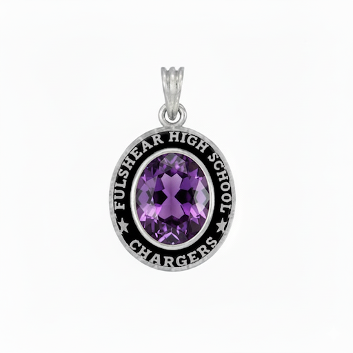Fulshear Mascot Oval Birthstone Class Necklace