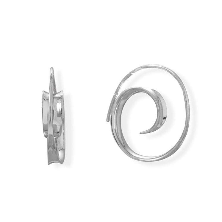 Rhodium Plated Spiral Earrings
