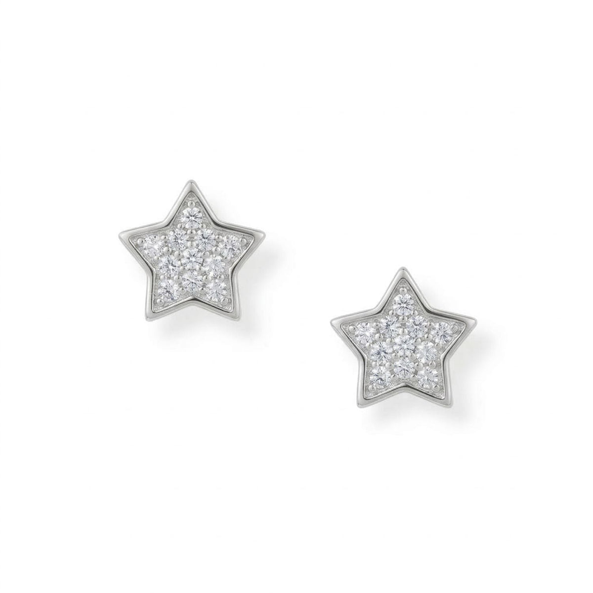 Shine Bright! Rhodium Plated CZ Star Stud Earrings