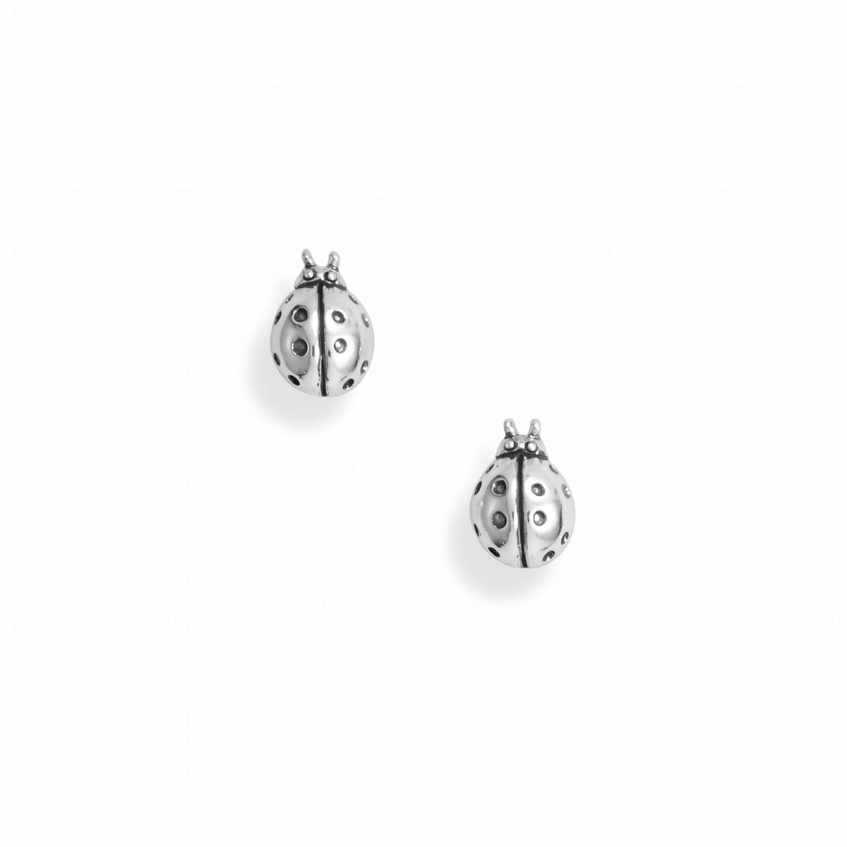 Oxidized Ladybug Stud Earrings