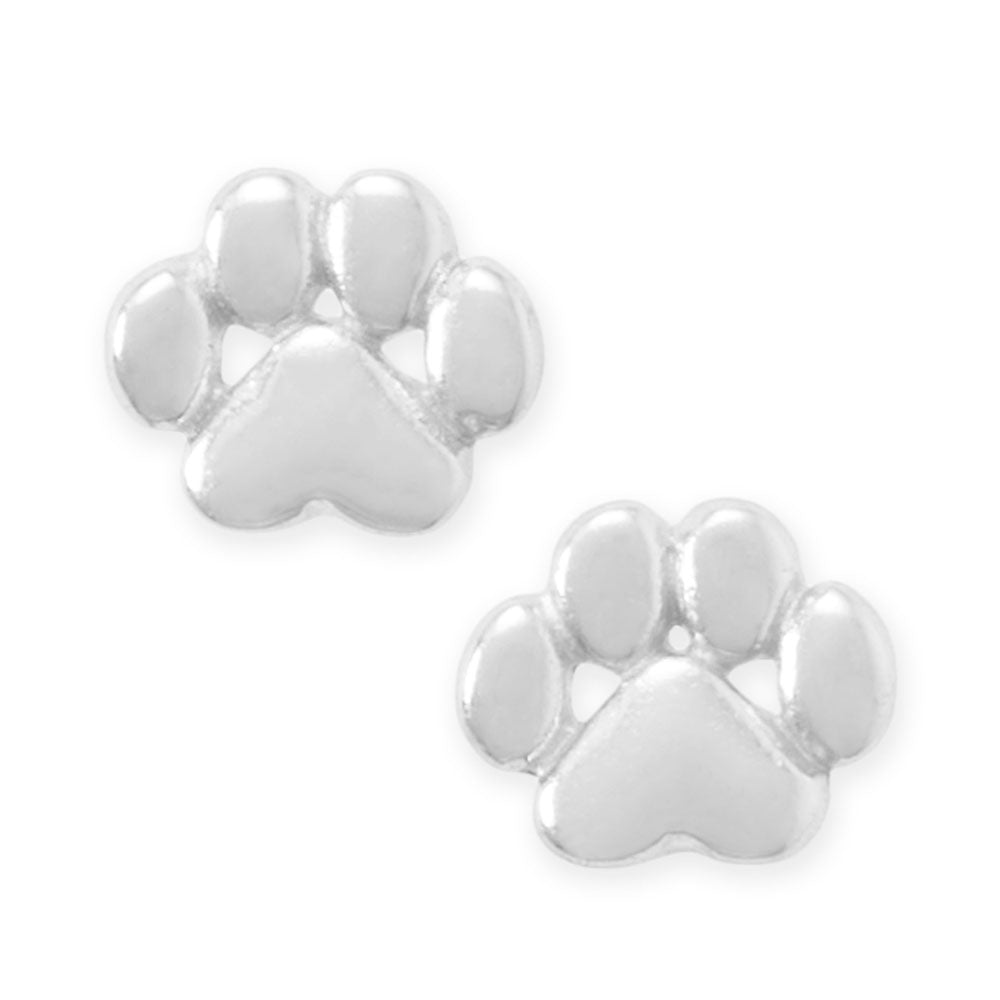 Polished Petite Paw Print Stud Earrings