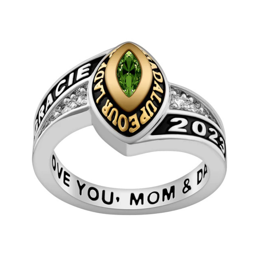 Sterling Silver/Gold Plated Marquise Class Ring