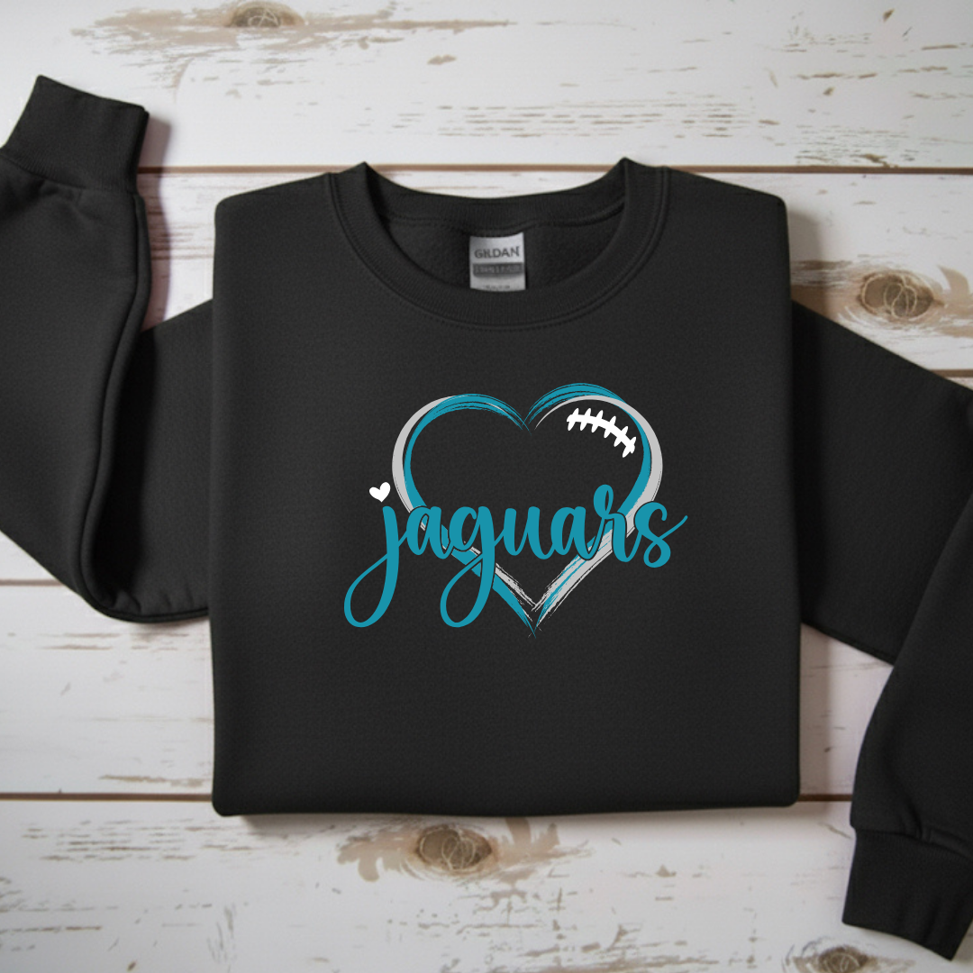 Jaguars Football Heart Crewneck Sweatshirt