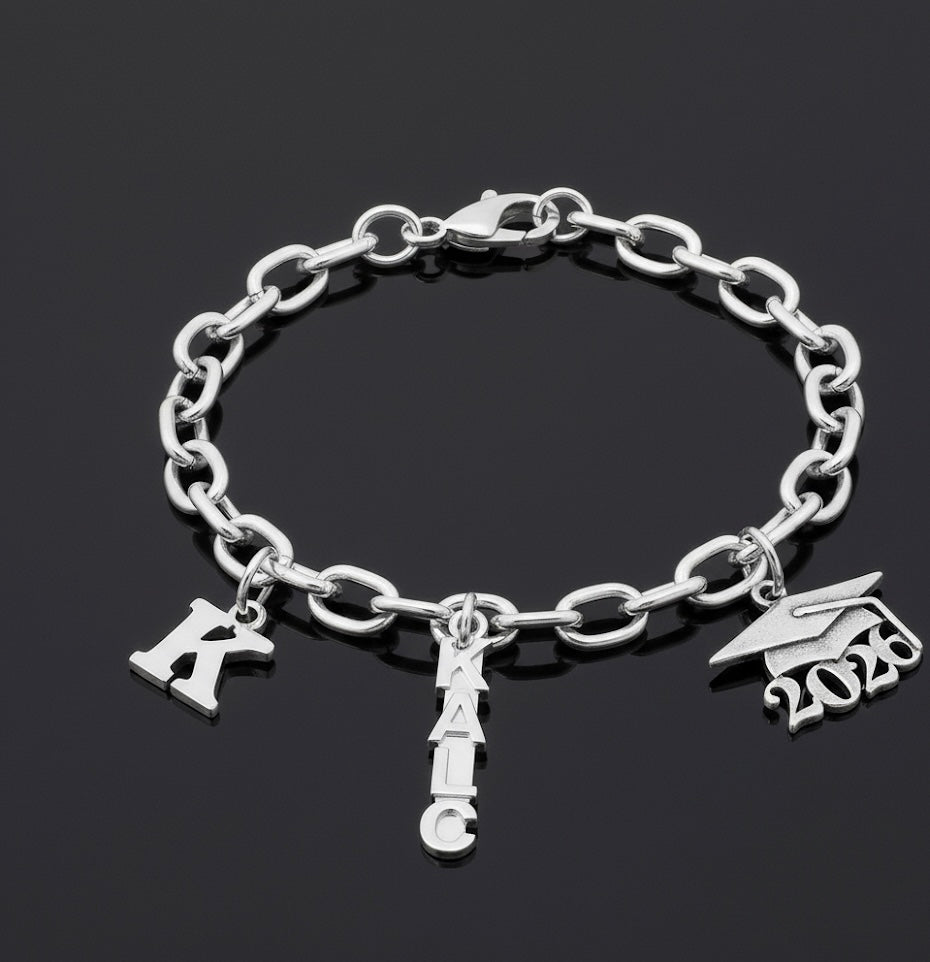 Grad Cap Charm Bracelet