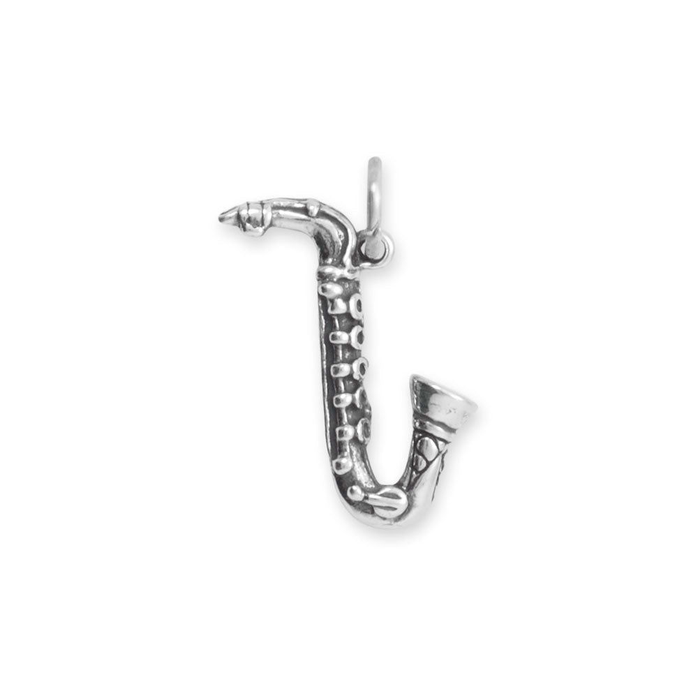 Oxidized 3D Saxophone Charm