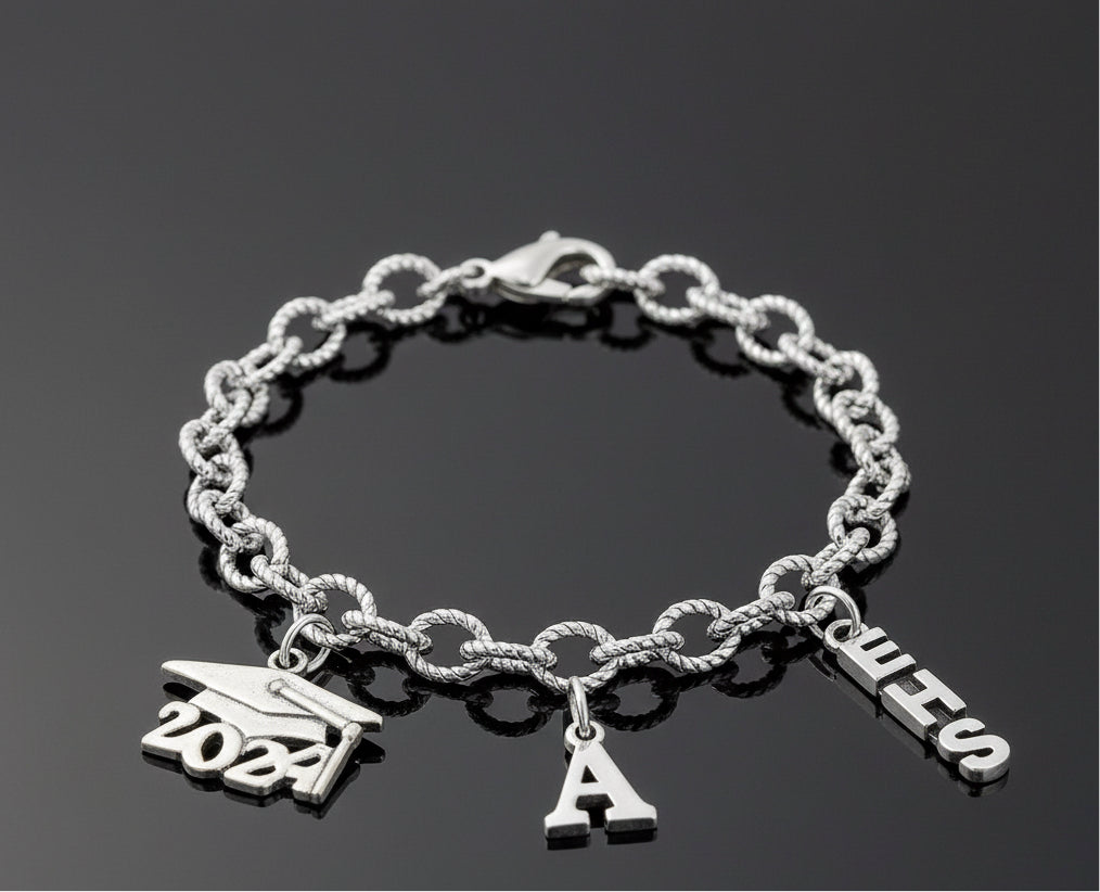 Grad Cap Charm Bracelet