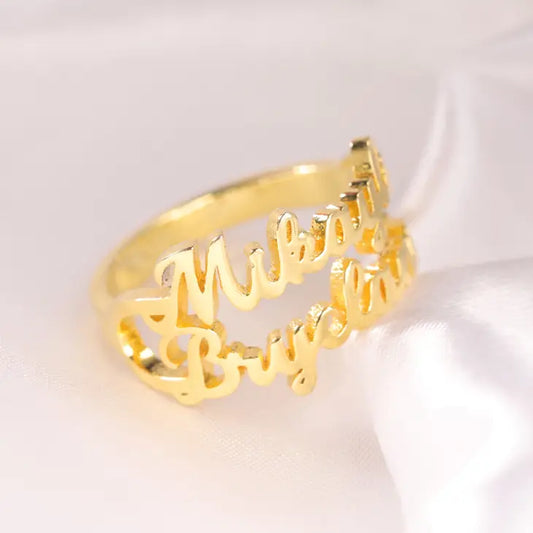 Stacked Two Name Ring