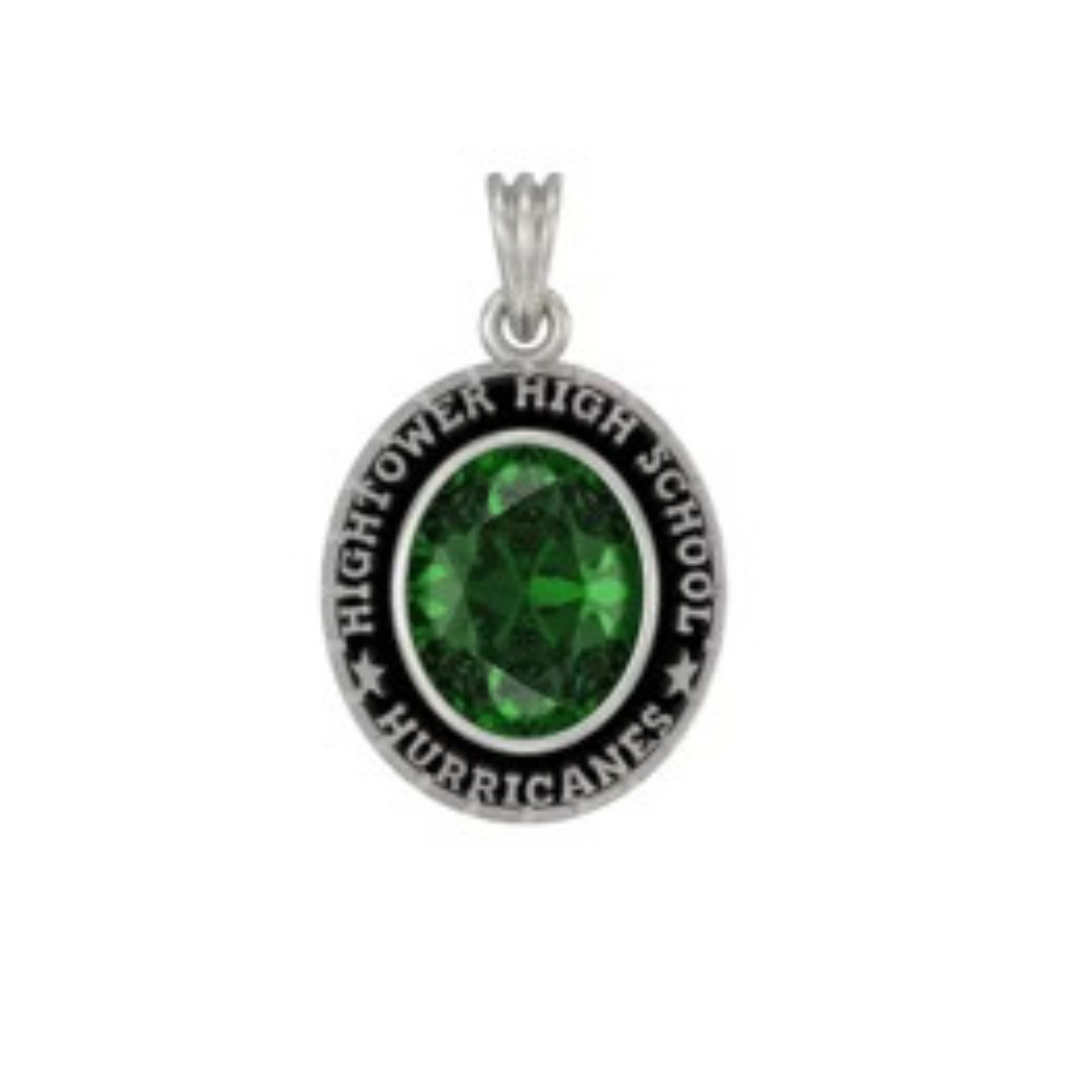 Promo Sterling Silver Mascot Oval Birthstone Class Necklace