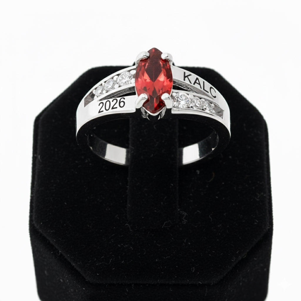 Promo Sterling Silver Ladies Marquise Birthstone w/ CZ Class Ring