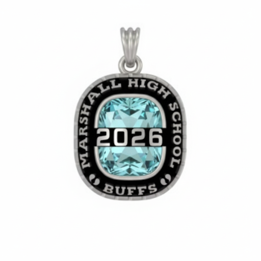 Sterling Silver Top Bridge Cushion-Cut Mascot Birthstone Class Necklace