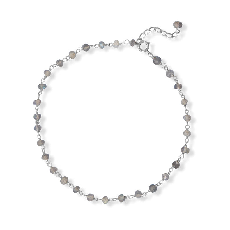 Luminous Labradorite! 9.5" + 1" Labradorite Bead Anklet