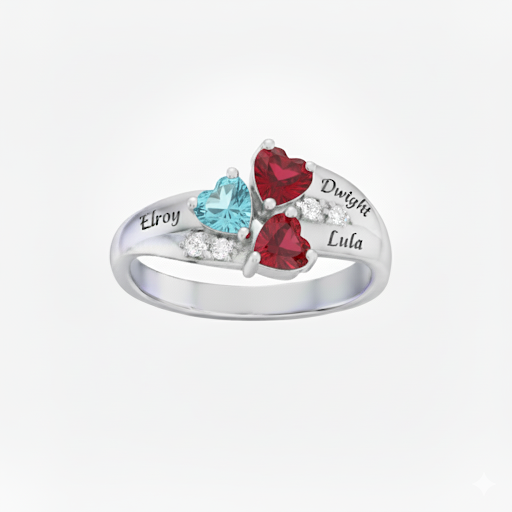 Sterling Silver Triple Heart Class Ring
