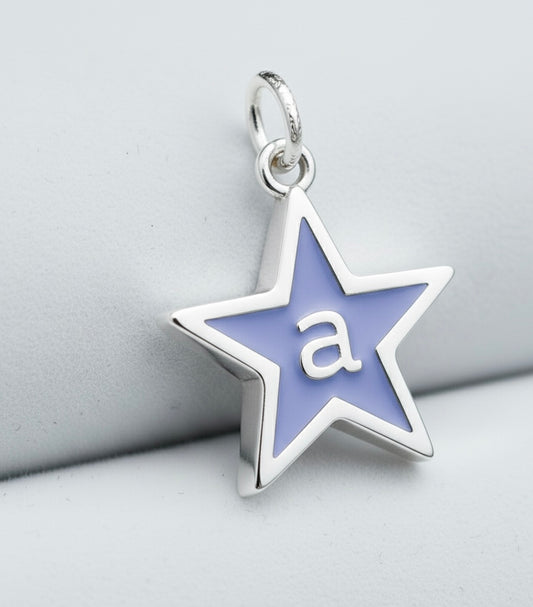 Periwinkle Enamel Star Initial Charm