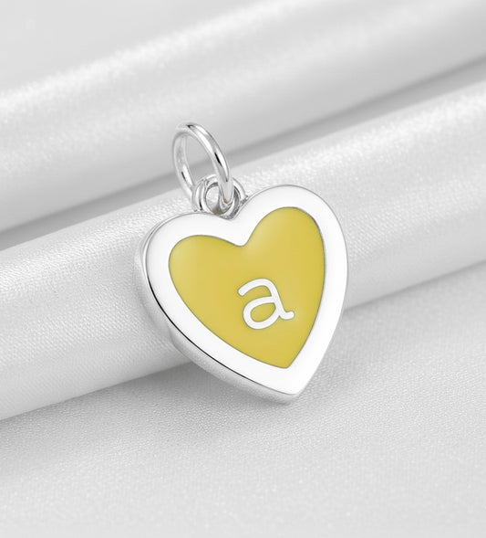 Yellow Enamel Heart Initial Charm