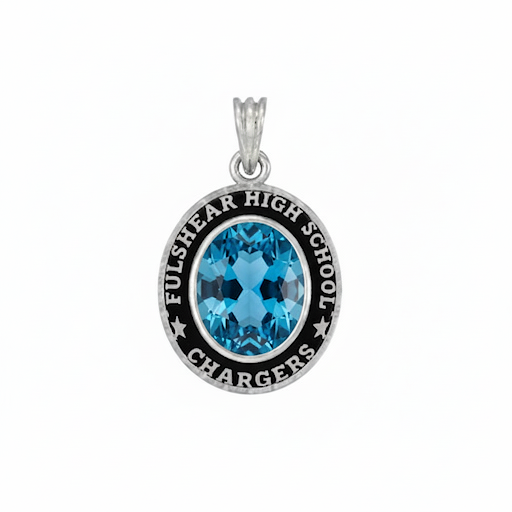 Fulshear Mascot Oval Birthstone Class Necklace