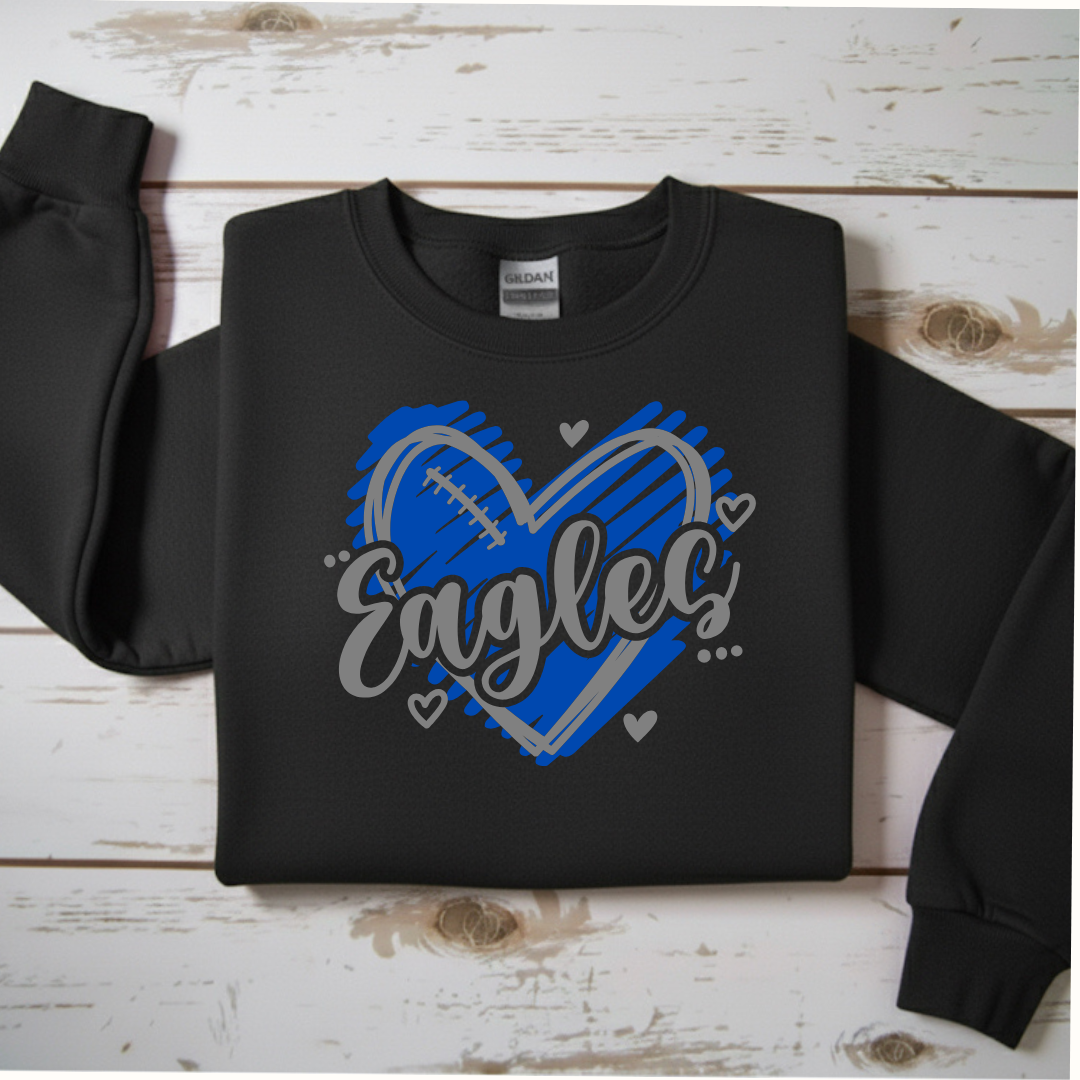 "Love My Eagles" Football Heart Crewneck